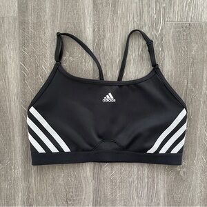 NWOT adidas Training Aeroreact 3-Stripes light support bra in black and white